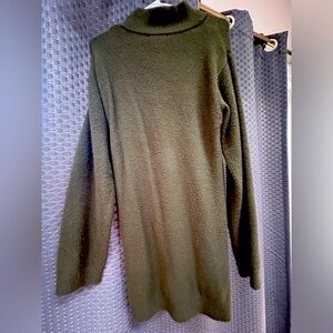 Olive Green Color Turtle neck  sweater dress